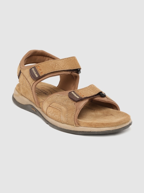 

Woodland Men Camel Brown Solid Suede Comfort Sandals