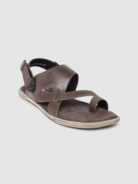 

Woodland Men Brown Textured Leather One Toe Comfort Sandals