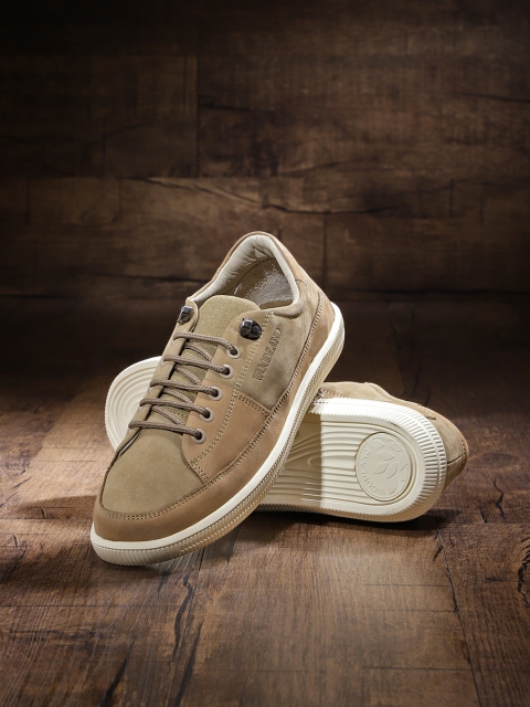 

Woodland Men Khaki Nubuck Leather Sneakers