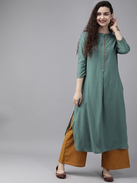 

Anouk Women Grey Solid Straight Kurta