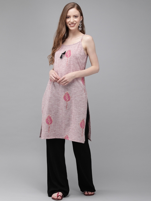 

Anouk Women Pink Floral Print Straight Kurta