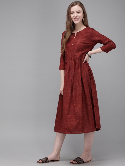 

Anouk Women Maroon Printed A-Line Fusion Kurta