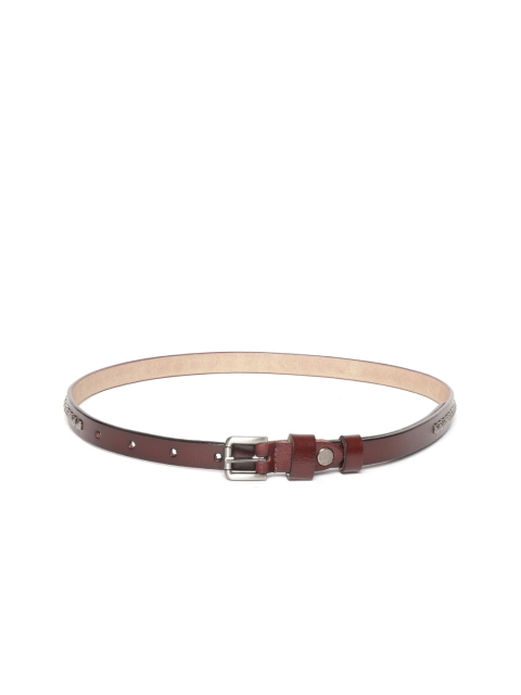 

DressBerry Women Burgundy Metallic Studded Slim Belt