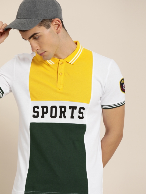 

Moda Rapido Men White Colourblocked Polo Collar T-shirt