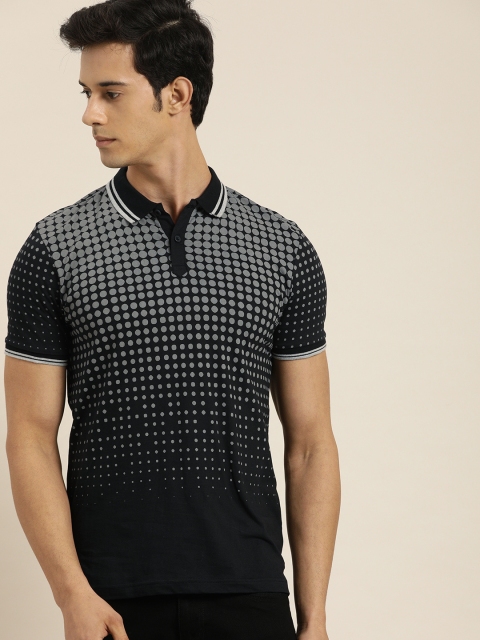 

Moda Rapido Men Black & Grey Printed Polo Collar T-shirt