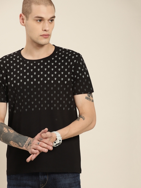 

Moda Rapido Men Black Printed Round Neck T-shirt