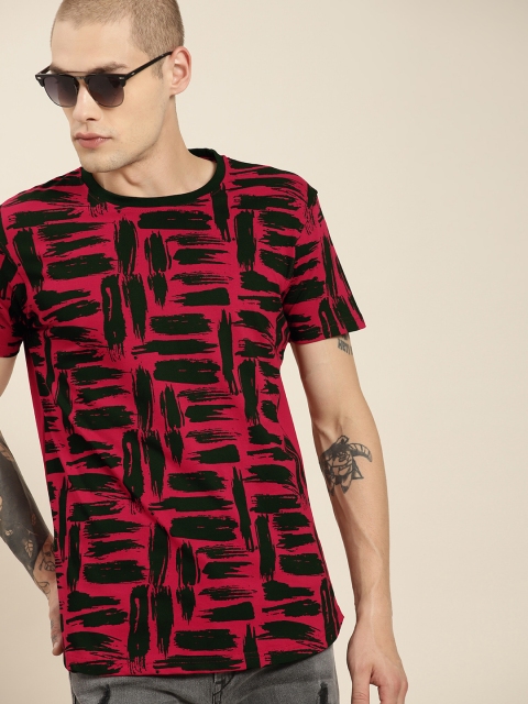 

Moda Rapido Men Red & Black Printed Round Neck T-shirt