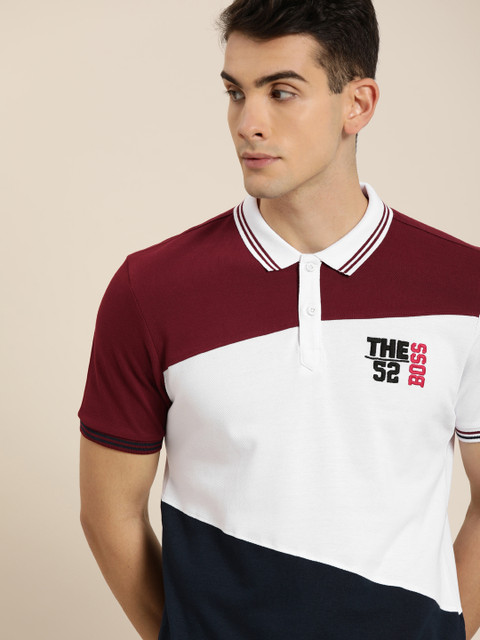 

Moda Rapido Men Navy Blue Colourblocked Polo Collar T-shirt