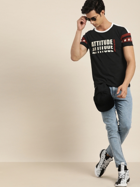 

Moda Rapido Men Black Printed Round Neck T-shirt