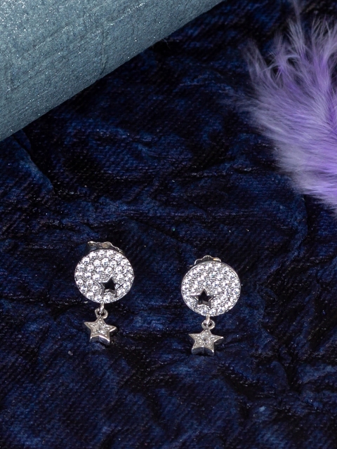 

Unniyarcha Jewellery Silver-Toned Contemporary Drop Earrings