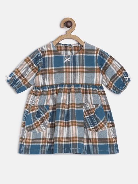 

Aomi Girls Multicoloured Checked Fit and Flare Dress, Multi