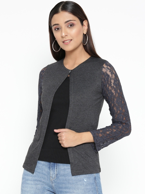 

Skidlers Women Charcoal Grey Solid Shrug