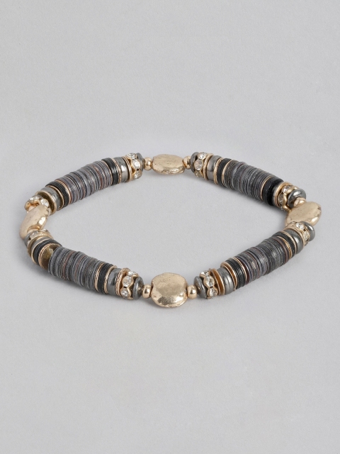 

Accessorize Grey & Gold-Toned Elasticated Charm Bracelet