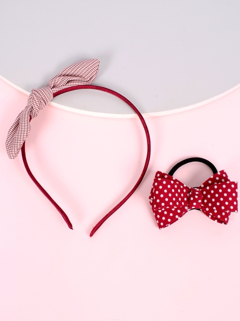 

Ayesha Set of Bow Hairband & Bow Ponytail Holder, Red