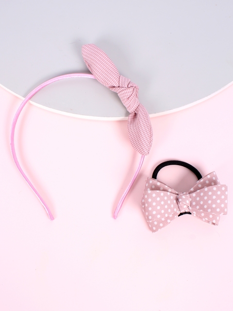 

Ayesha Set of Bow Hairband & Ponytail Holder, Pink