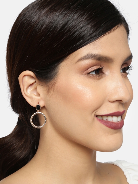 

Ayesha Gold-Toned & Black Circular Drop Earrings