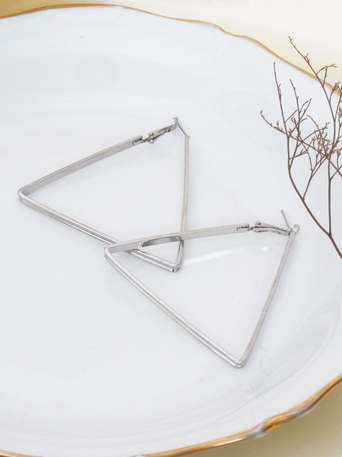 

Ayesha Silver-Toned Geometric Hoop Earrings