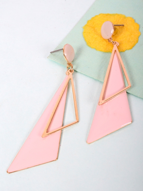 

Ayesha Pink & Gold-Toned Contemporary Drop Earrings