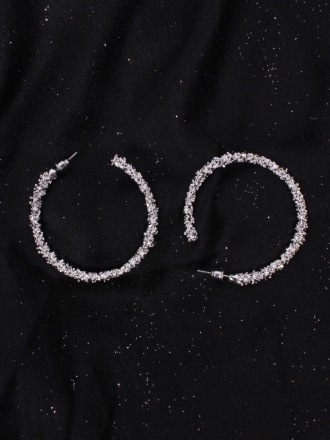 

Ayesha Silver-Toned Circular Half Hoop Earrings
