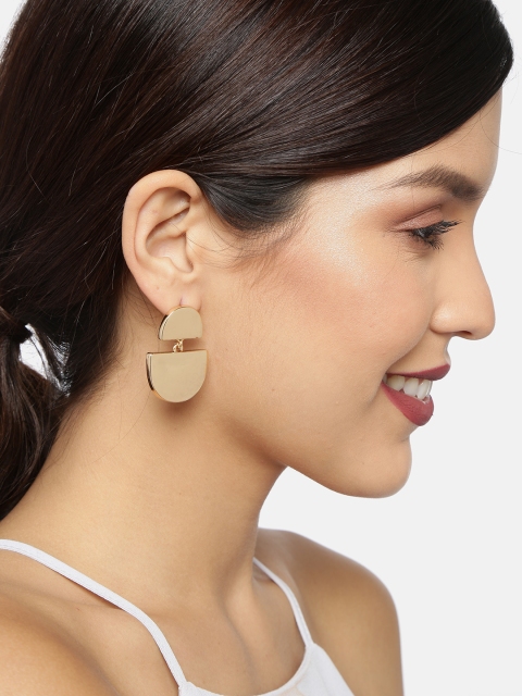 

Ayesha Bold Semi-circular Oversized Drop Earrings for Women, Gold