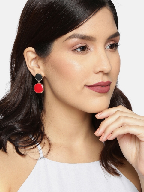 

Ayesha Black & Red Geometric Drop Earrings