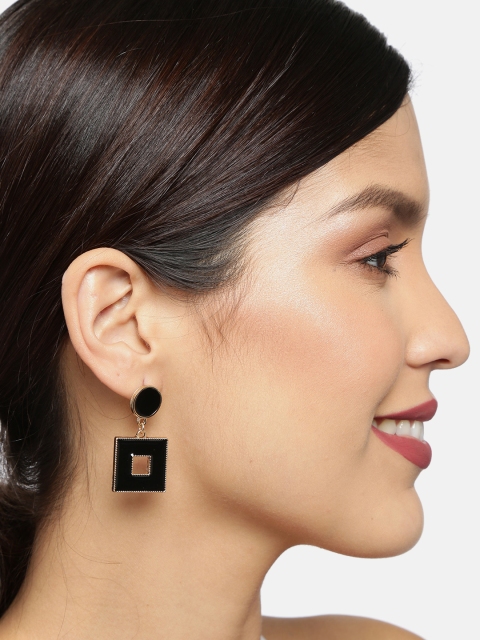 

Ayesha Black Geometric Drop Earrings