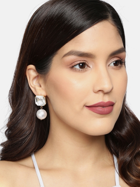 

Ayesha Gold-Toned Studded Geometric Drop Earrings