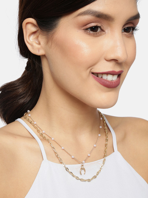 

Ayesha Gold-Plated Pearl Studded Dual Layered Necklace