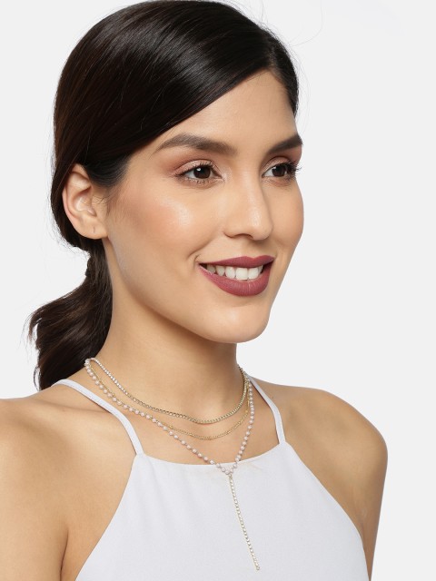 

Ayesha Gold-Plated Multi Stranded Layered Necklace, White