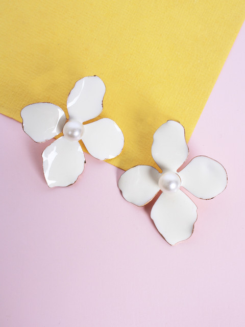 

Ayesha White Floral Oversized Studs