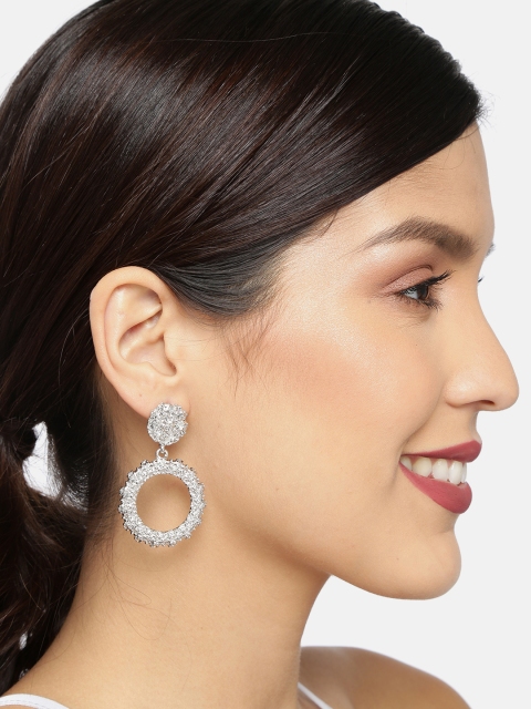 

Ayesha Silver-Toned Circular Drop Earrings