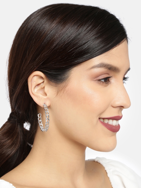 

Ayesha Silver-Toned Circular Half Hoop Earrings