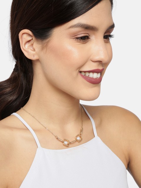 

Ayesha Gold-Plated Square Shaped Charm & Pearl Necklace