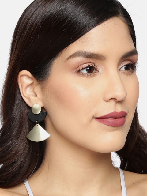 

Ayesha Gold-Toned & Black Geometric Drop Earrings