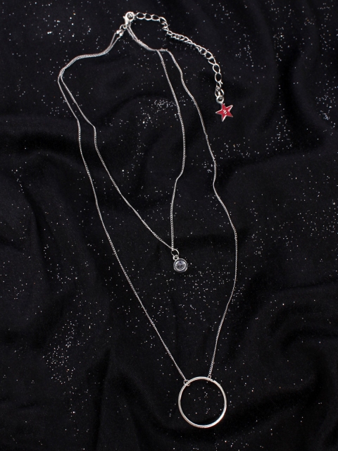 

Ayesha Silver Toned Circular Pendant Layered necklace