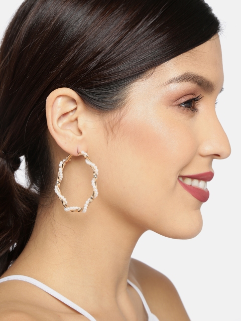 

Ayesha Gold-Toned & White Circular Hoop Earrings