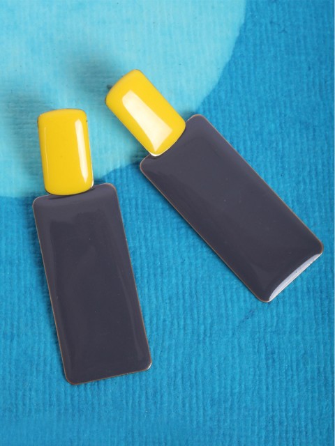 

Ayesha Yellow & Black Geometric Drop Earrings