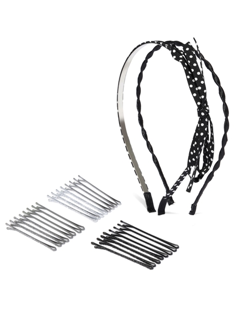 

Ayesha Set Of Hairband & Bobby Pins, Black