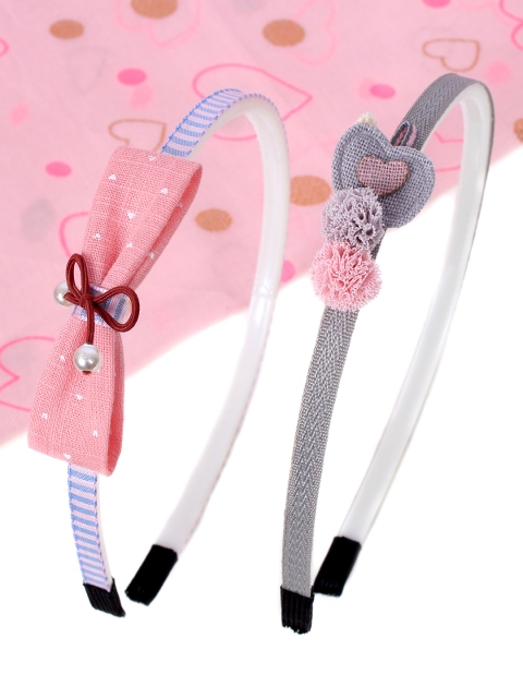 

lil' star Girls Pink & Grey Set of 2 Embellished Hair Accessory Set