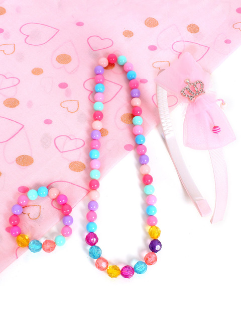 

Lil'star Girls Set Of Embellished Hairband and Jewellery Set, Multi