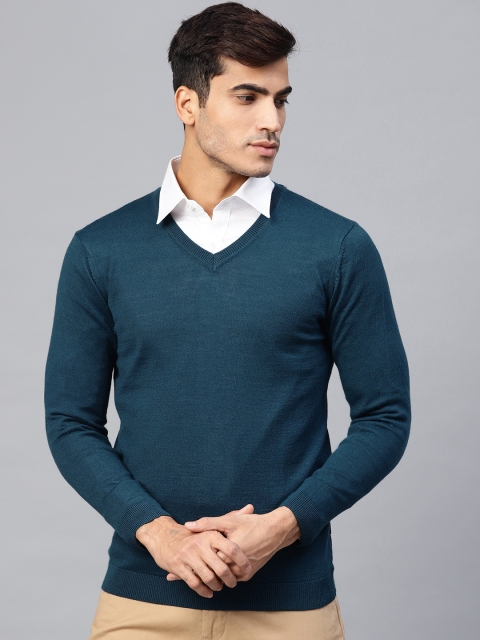 

Van Heusen Men Teal Blue Solid Sweater
