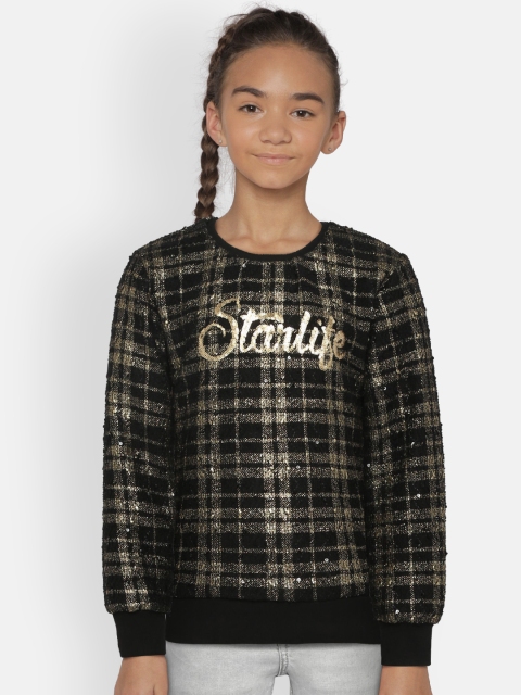 

VITAMINS Girls Black & Gold-Toned Sequinned Sweatshirt