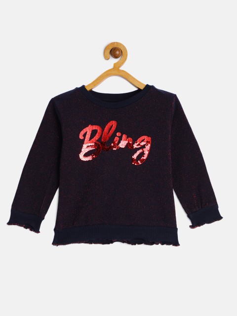 

VITAMINS Girls Navy Blue Sequinned Sweatshirt