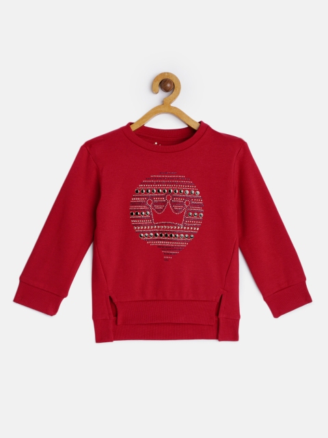 

VITAMINS Girls Red Embellished Sweatshirt