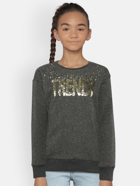 

VITAMINS Girls Charcoal Grey Flip Sequinned Sweatshirt