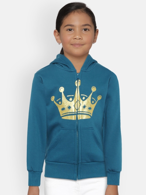 

VITAMINS Girls Blue Printed Jacket