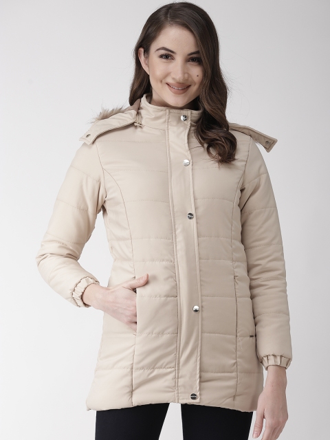 

Okane Women Beige Hooded Solid Parka Jacket