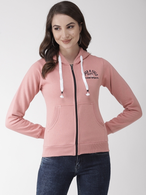

Okane Women Pink Solid Hooded Sweatshirt