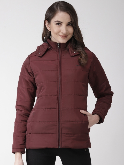 

Okane Women Burgundy Solid Padded Jacket