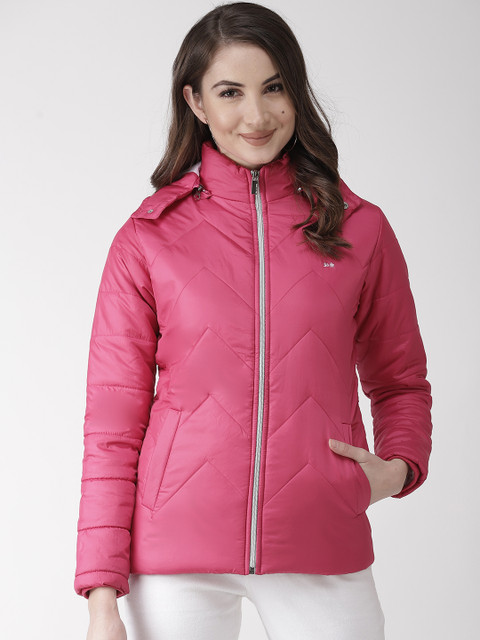 

Okane Women Pink Hooded Solid Padded Jacket